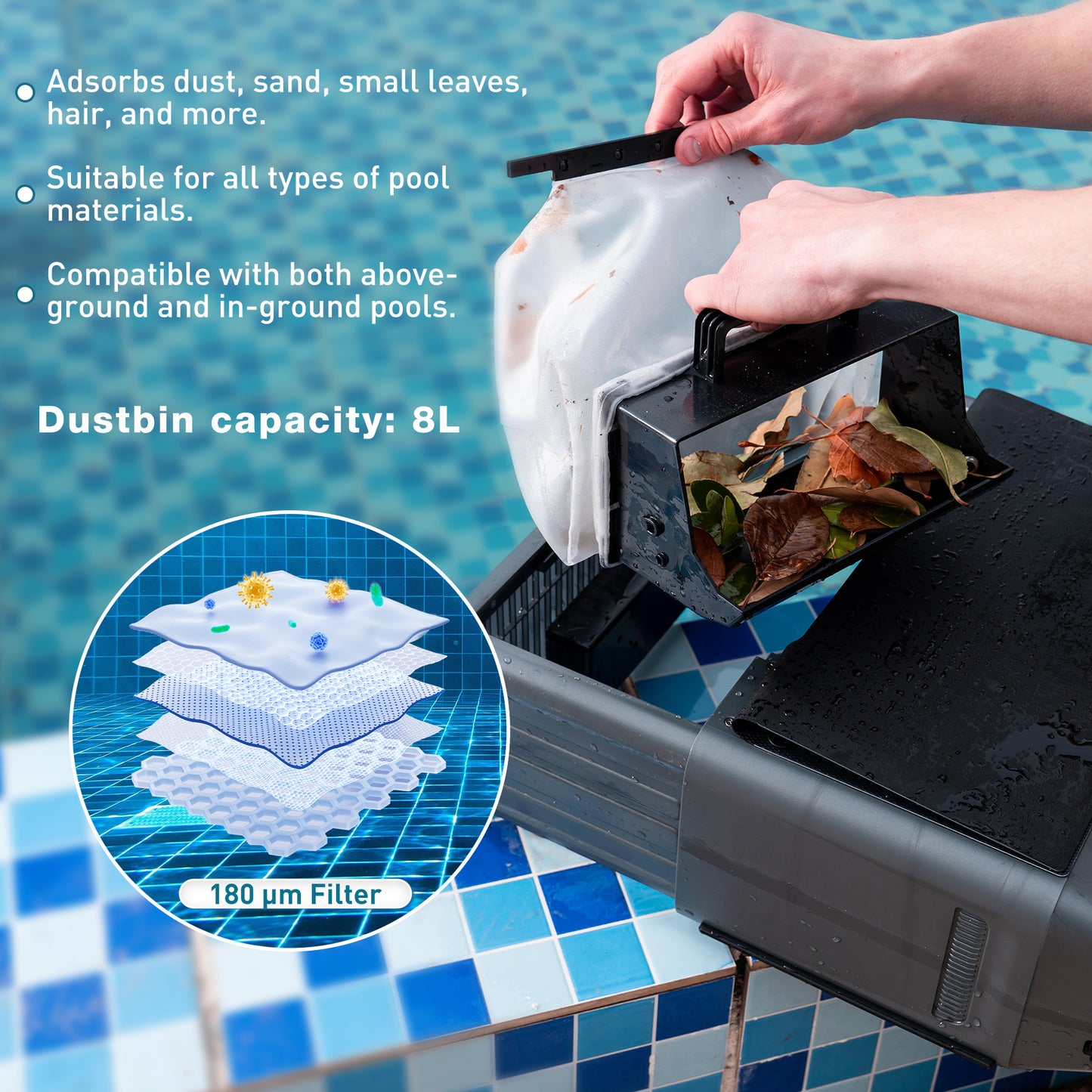EVERCROSS BOT Y80 Robotic Solar Pool Skimmer with Remote Control