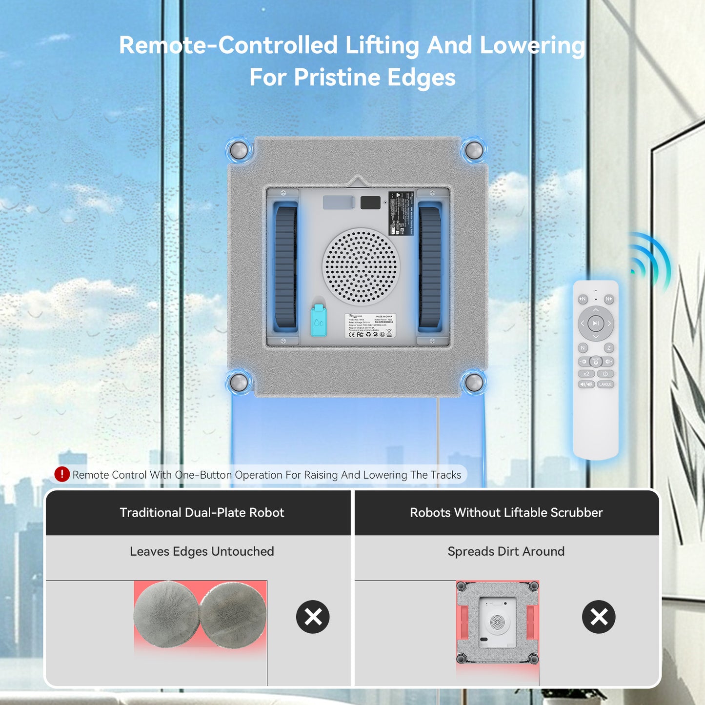 EVERCROSS BOT Window Cleaning Robot with 4 Spray Nozzles & Water Pump, 60 m² Coverage (Equipped with 80 ml Water Tank & App Control, Power Failure Protection)