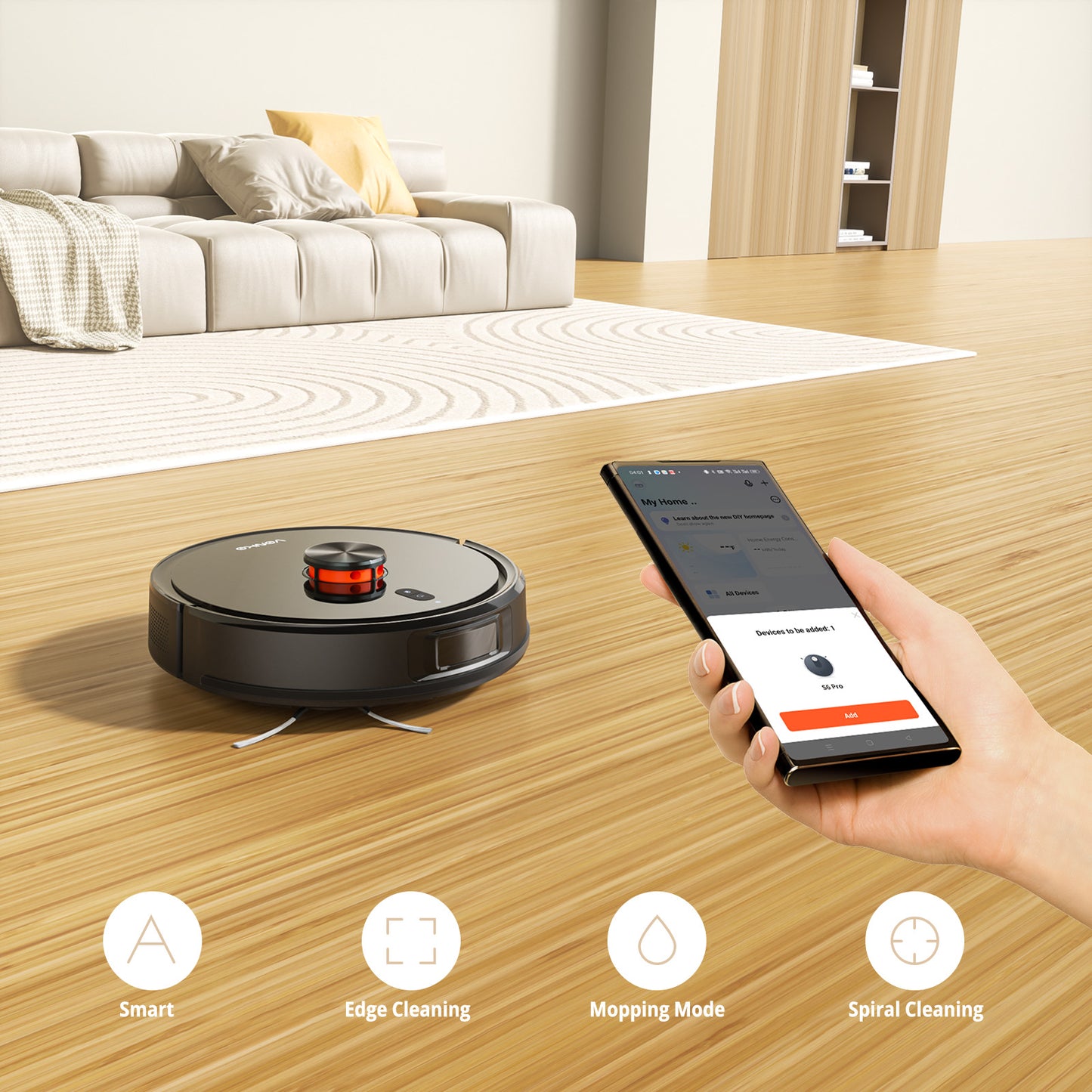 VONKO S6 Pro Robot Vacuum and Mop, 8000Pa Suction Power, LiDAR Navigation Self-Emptying Station, 4-in-1 Cleaning, 180-Minute Runtime, App Controlled