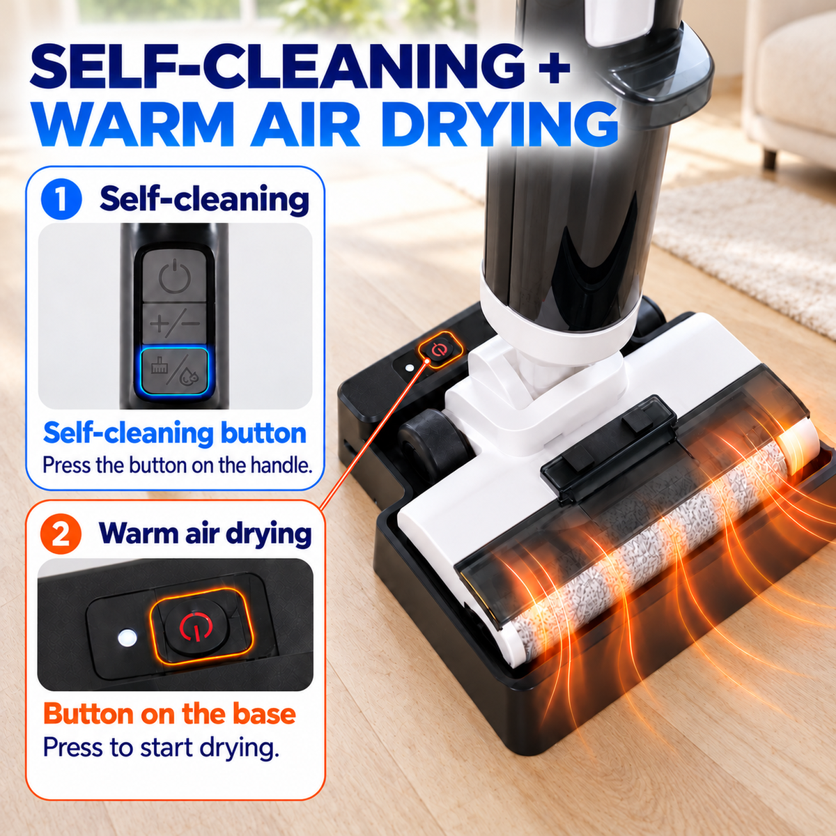 EVERCROSS BOT D1 PRO Wet and Dry Floor Washer, 15–20 kPa Suction, Standard/Power Modes, 180° Lay-Flat Cleaning, Self-Cleaning & Hot-Air Drying, Up to 45-Minute Runtime