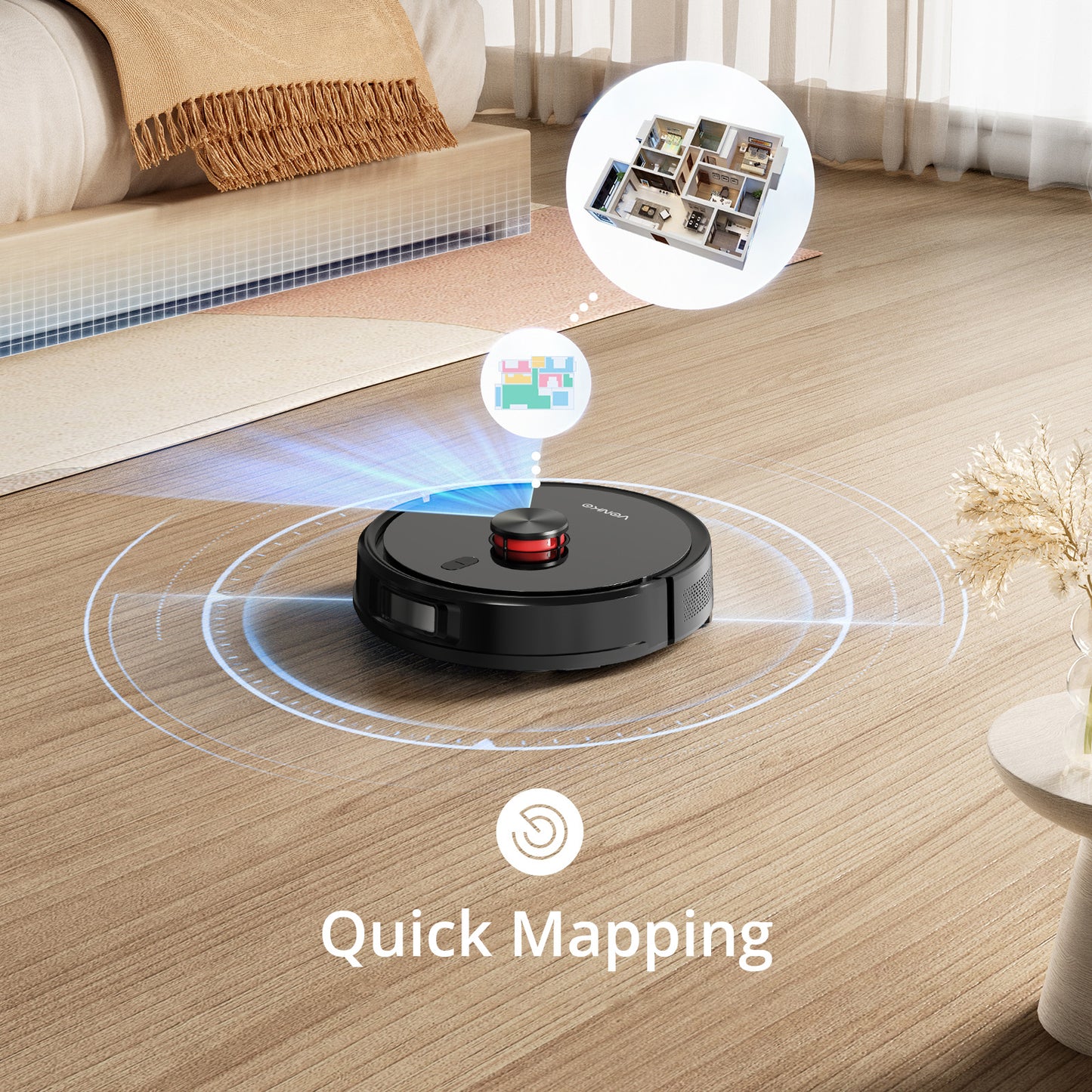 VONKO S6 Pro Robot Vacuum and Mop, 8000Pa Suction Power, LiDAR Navigation Self-Emptying Station, 4-in-1 Cleaning, 180-Minute Runtime, App Controlled