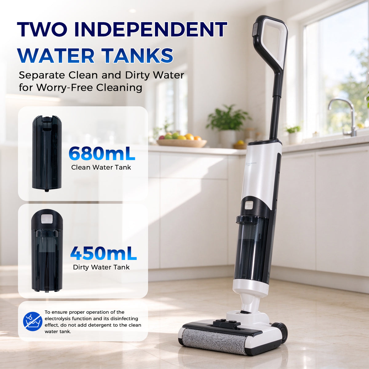 EVERCROSS BOT D1 PRO Wet and Dry Floor Washer, 15–20 kPa Suction, Standard/Power Modes, 180° Lay-Flat Cleaning, Self-Cleaning & Hot-Air Drying, Up to 45-Minute Runtime