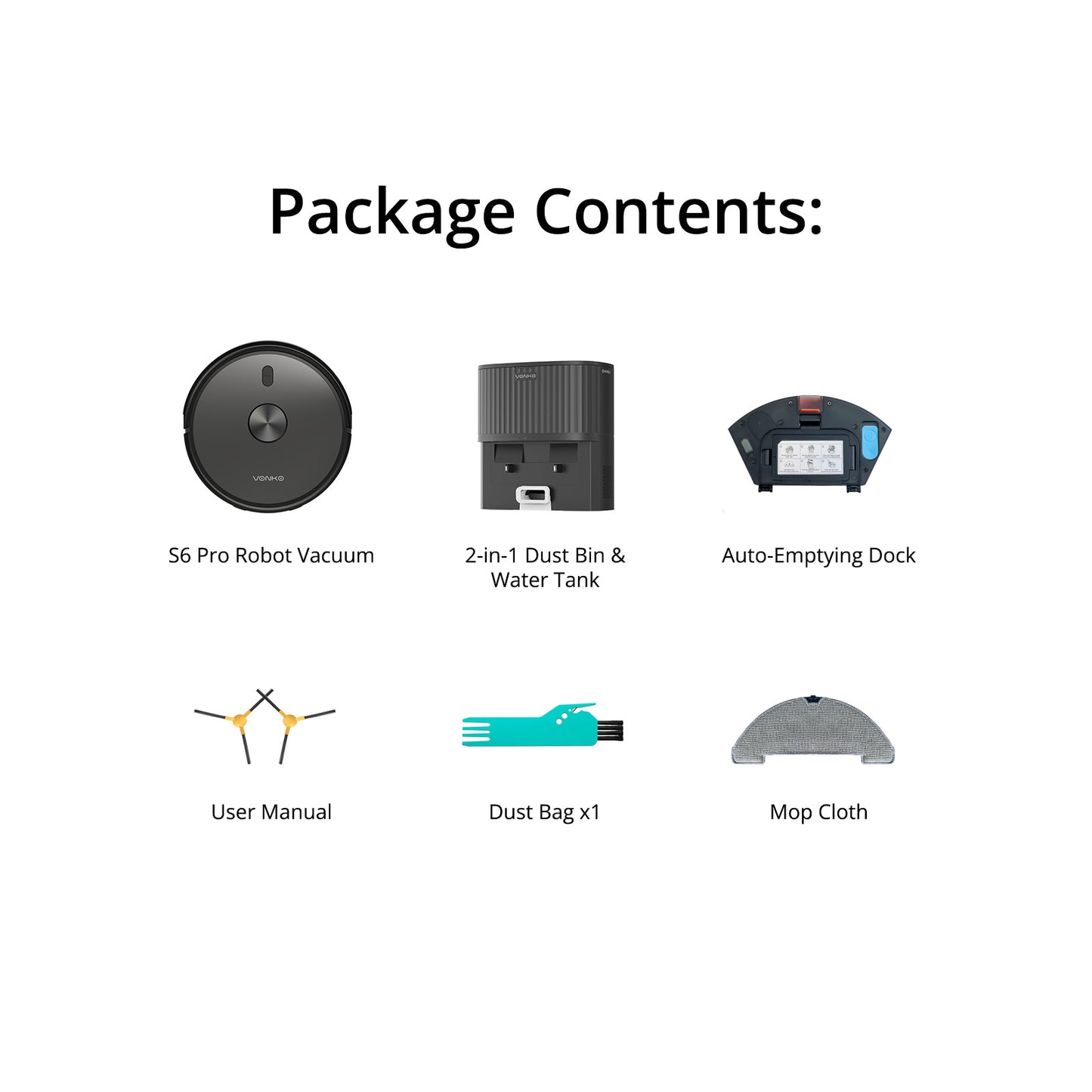 VONKO S6 Pro Robot Vacuum and Mop, 8000Pa Suction Power, LiDAR Navigation Self-Emptying Station, 4-in-1 Cleaning, 180-Minute Runtime, App Controlled